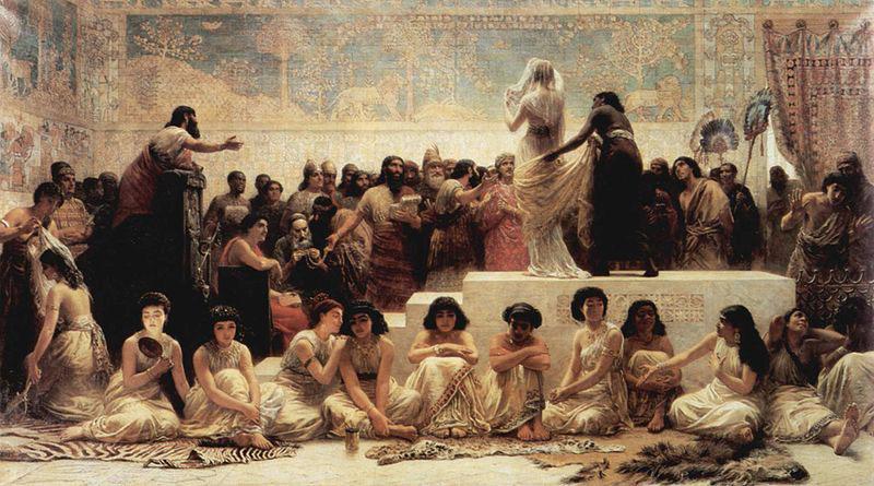 Edwin long,R.A. Der Heiratsmarkt von Babylon oil painting image